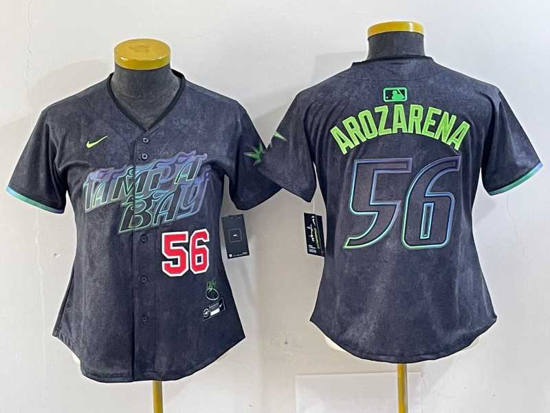Women's Tampa Bay Rays #56 Randy Arozarena Number Charcoal 2024 City Connect Limited Stitched Jerseys,We sell and wholesale Women's Tampa Bay Rays #56 Randy Arozarena Number Charcoal 2024 City Connect Limited Stitched Jerseys on line form chian!